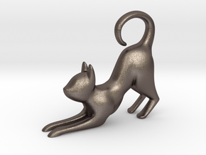 cat shaped pendant in Polished Bronzed Silver Steel