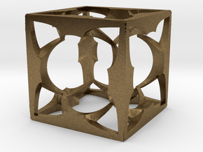 Menger Cube small 30mm in Natural Bronze