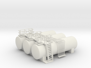 N Gauge 1:148 Tank Farm 3 tanks in White Natural Versatile Plastic