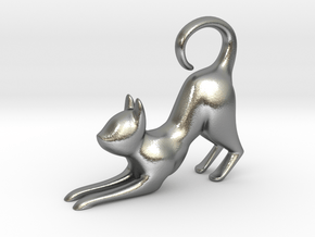cat shaped pendant in Natural Silver