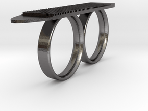 Mani Ring in Polished Nickel Steel: 6 / 51.5