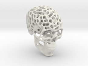 Human Skull - Reaction Diffusion Pendant in White Natural Versatile Plastic