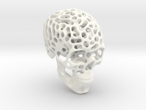 Human Skull - Reaction Diffusion Pendant in White Smooth Versatile Plastic