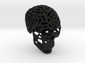 Human Skull - Reaction Diffusion Pendant in Black Smooth Versatile Plastic