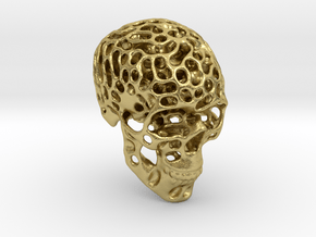 Human Skull - Reaction Diffusion Pendant in Natural Brass