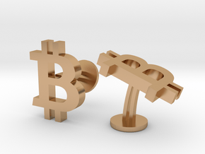 Bitcoin Logo BTC Crypto Currency Cufflinks in Polished Bronze