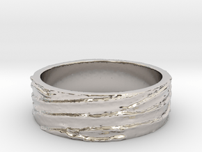 Sand Waves Ring Size 7 in Rhodium Plated Brass