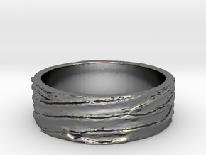 Sand Waves Ring Size 7 in Fine Detail Polished Silver