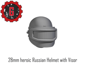 28mm Heroic Russian Helmet with Visor(visors down) in Tan Fine Detail Plastic: Small