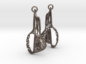 Voronoi Cascade Drop Earrings in Polished Bronzed-Silver Steel