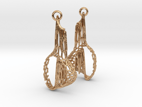 Voronoi Cascade Drop Earrings in Polished Bronze