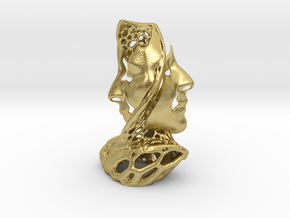 Two Faces in a Voronoi Tree (1st Edition) in Natural Brass: Small