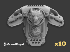 10x Wolf Skull - GR:1a Volkpacks in Tan Fine Detail Plastic