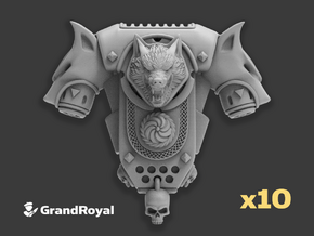 10x Wolf Head - GR:1a Volkpacks in Tan Fine Detail Plastic