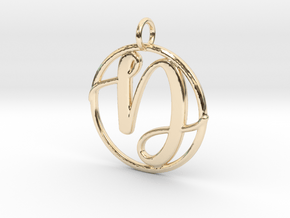 Cursive Initial D Pendant in 14k Gold Plated Brass