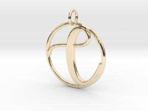 Cursive Initial C Pendant in 14k Gold Plated Brass