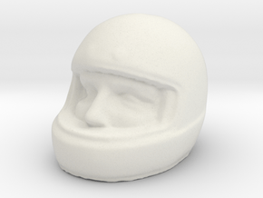 1/8 Racer Helmet and Head  in White Natural Versatile Plastic