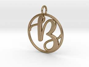 Cursive Initial B Pendant in Polished Gold Steel