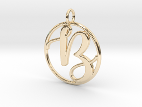 Cursive Initial B Pendant in 14k Gold Plated Brass
