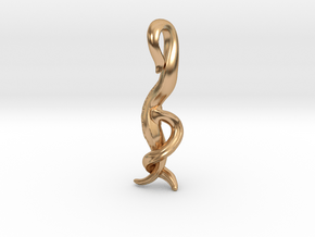 C. elegans Nematode Worm Pendant  in Polished Bronze