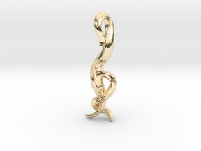 C. elegans Nematode Worm Pendant  in 14K Yellow Gold