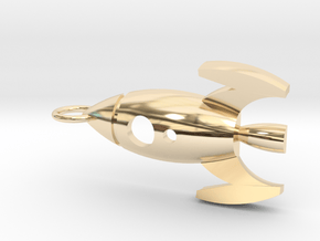 Retro Rocket Pendant in 14k Gold Plated Brass