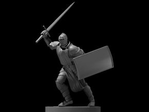 Human Male Paladin with Tower Shield in Tan Fine Detail Plastic
