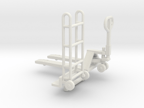 1/50th Pallet Jack and Hand Cart in White Natural Versatile Plastic