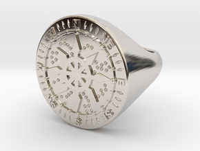 Compass Ring 18 mm in Platinum