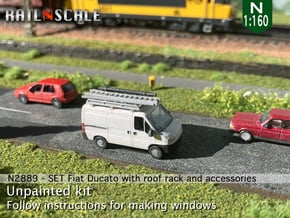  SET Fiat Ducato mit Dachträger (N 1:160) in Smooth Fine Detail Plastic