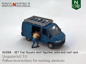SET Fiat Ducato mit Miniaturfigur (N 1:160) in Smooth Fine Detail Plastic