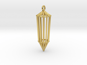 Phi Vogel Crystal Pendant in Polished Brass
