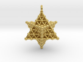 Merkaba Grid 3 Pendant in Polished Brass