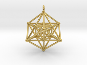 Metatron Cube Merkaba Pendant in Polished Brass