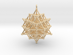 64 Tetrahedron grid Pendant in 14K Yellow Gold