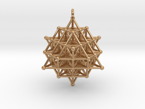 64 Tetrahedron grid Pendant in Polished Bronze
