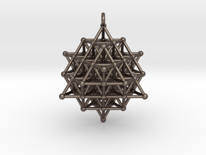 64 Tetrahedron grid Pendant in Polished Bronzed-Silver Steel
