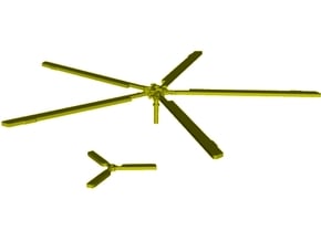 1/100 scale Mil Mi-8 Hip stick model rotor blades in Black Natural Versatile Plastic