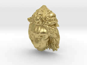 Lion Head Lapel Pin in Natural Brass