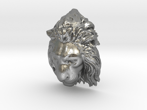 Lion Head Lapel Pin in Natural Silver