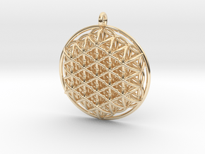 3d Flower of life Pendant in 14K Yellow Gold