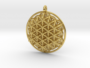 3d Flower of life Pendant in Polished Brass