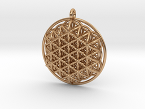 3d Flower of life Pendant in Polished Bronze