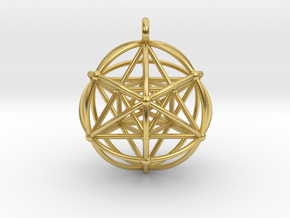 Merkaba Sphere Pendant in Polished Brass