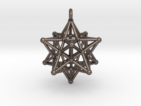 Stellated dodecahedron Merkaba Pendant in Polished Bronzed-Silver Steel