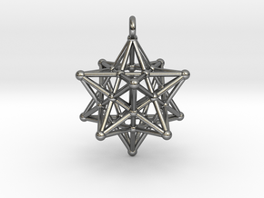 Stellated dodecahedron Merkaba Pendant in Polished Silver