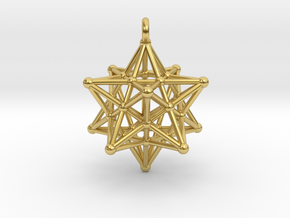 Stellated dodecahedron Merkaba Pendant in Polished Brass