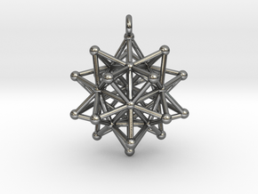 Stellated Icosahedron Merkaba Pendant in Polished Silver