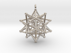 Stellated Icosahedron Merkaba Pendant in Rhodium Plated Brass