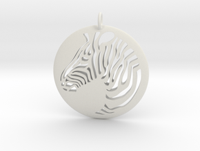 Zebra Round  Pendant  in White Natural Versatile Plastic